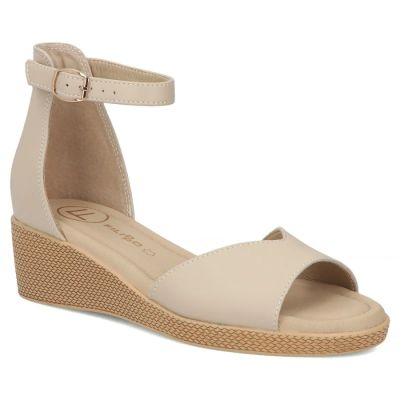 Damen-Keilsandalen aus Leder, beige, Filippo DS7635