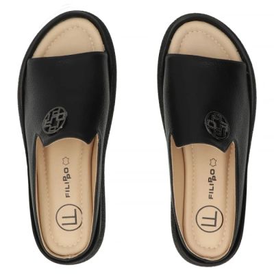 5. Schwarze Keilsandalen aus Leder für Damen, Filippo DK7758