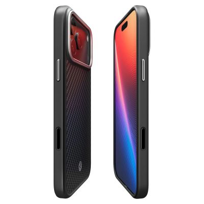 5. Spigen Enzo Aramid "T" MagSafe Case für iPhone 17 Pro Max - Schwarz und Silber