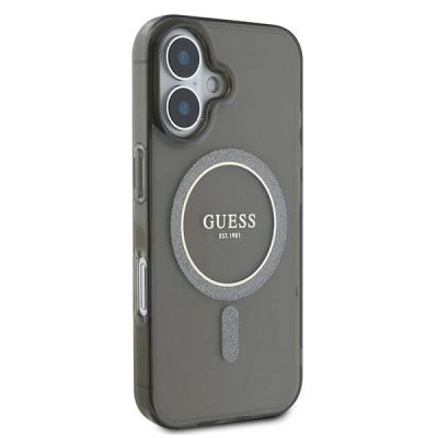 4. Guess IML Glitter Circle MagSafe Hülle für iPhone 16 - Schwarz