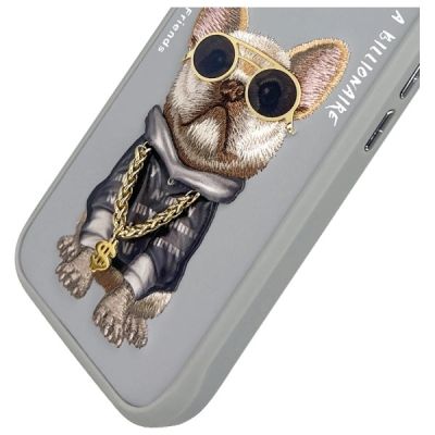 7. Nimmy Glasses Cool Dog iPhone 16 Hülle - Grau