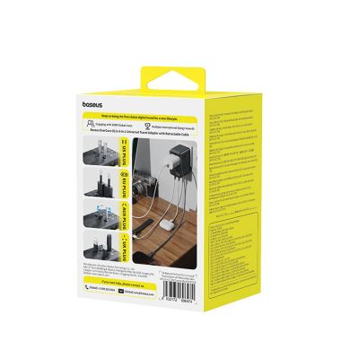 5. Baseus EnerCore CG11 70W 6-in-1 Reiseadapter mit einziehbarem USB-C-Kabel – Schwarz