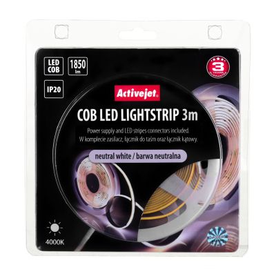 3 m COB-LED-Streifen mit Netzteil, neutrale Farbe, IP20