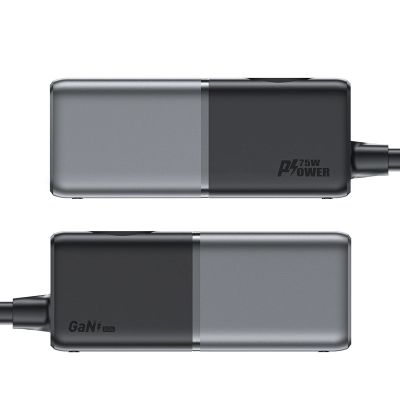 7. Acefast Z2 GaN 75W PD-Tischladegerät 3x USB-C 2x USB-A - Schwarz und Grau