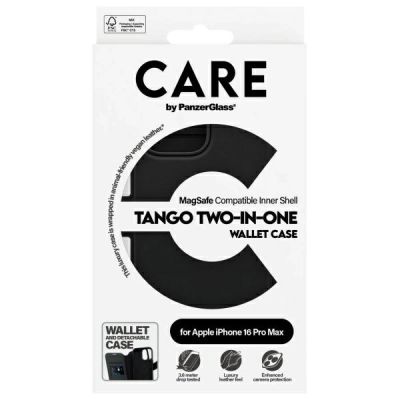 4. CARE by PanzerGlass Feature Tango 2in1 Wallet MagSafe Hülle für iPhone 16 Pro Max – Schwarz