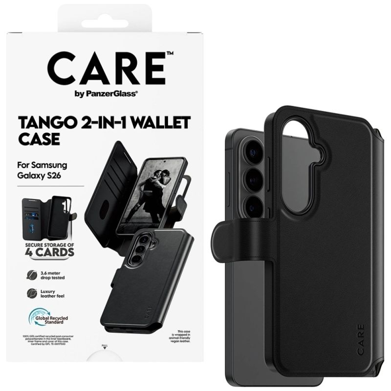 5. CARE by PanzerGlass Tango 2in1 Brieftaschenhülle für Samsung Galaxy S26 - Schwarz