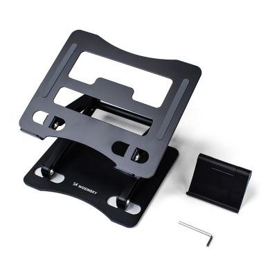 4. Wozinsky WRS-CPY75DSB Laptop- und Tablet-Ständer aus Aluminium + gratis Smartphone-Ständer – Schwarz