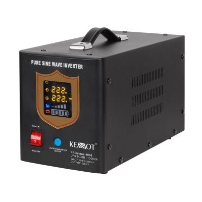 4. KEMOT PROsinus-1000 Notstromversorgung, reiner Sinuswellenwandler mit Ladefunktion, 12 V/230 V, 1000 VA/700 W – Schwarz