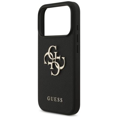 6. Guess Grained Big 4G & Classic Logo Hülle für iPhone 17 Pro - Schwarz