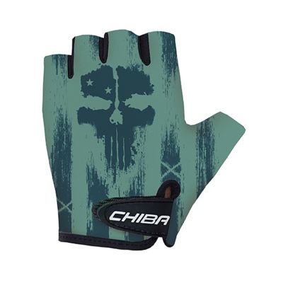 CHIBA COOL KIDS Kinderhandschuhe, grün mit Totenkopf-Motiv, Größe S
