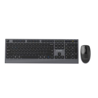 GEMBIRD Kabelloses Tastatur- und Maus-Set mit Dual-Modus, 2,4 GHz + Bluetooth, schlank, US-Layout, Schwarz