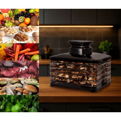 11. ELDOM Trockner für Pilze, Gemüse und Obst SG520, 400 W, Temperaturregelung 35–70 °C, 5 große Trockenschalen (32 x 25 cm), Timer (5–24 Stunden)
