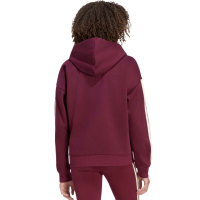 3. adidas Essentials Damen-Sweatshirt mit 3 Streifen, durchgehendem Reißverschluss und burgunderrotem Reißverschluss KX0785