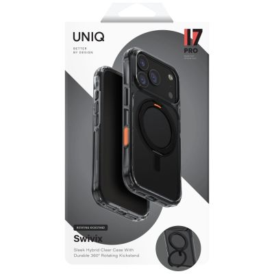 6. Uniq Swivix Drehbarer Ständer 360 Hülle für iPhone 17 Pro - Schwarz