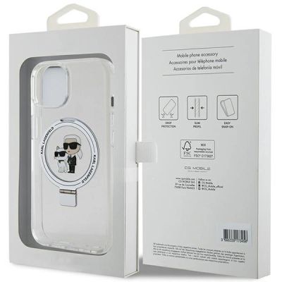 8. Karl Lagerfeld KLHMP15SHMRSKCH iPhone 15 / 14 / 13 6,1" weiß/weiß Hardcase Ringständer Karl&Choupette MagSafe