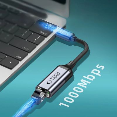 3. Tech-Protect UltraBoost USB-C auf Ethernet RJ45 1000Mbps Adapter - Schwarz