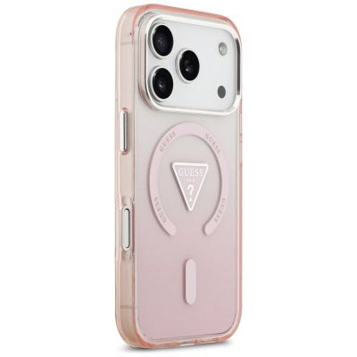 4. Guess IML Gradient Triangle Logo MagSafe Hülle für iPhone 17 Pro - Pink
