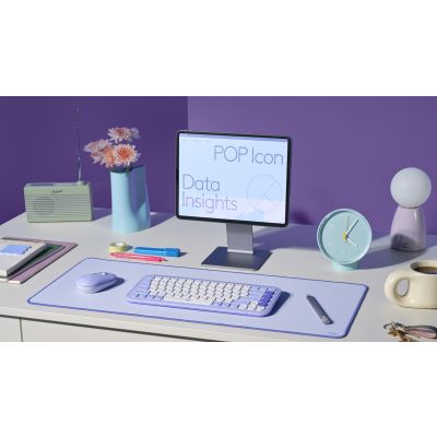 9. Logitech Pop Icon Combo Tastatur und Maus inklusive, universelle Bluetooth-QWERTZ-Tastatur, türkisch-lila, weiß