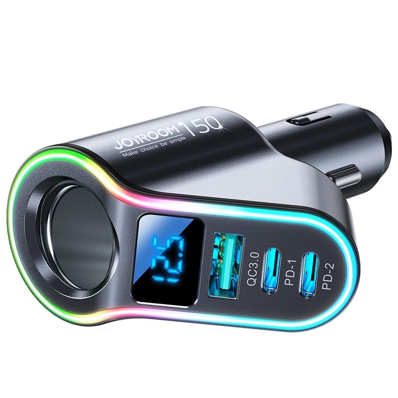 2. Joyroom Schnell-Autoladegerät 4in1 USB-A QC3.0 / 2xUSB-C PD 150W Schwarz (JR-CL21)