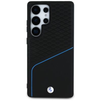 3. BMW Strukturierte und glatte MagSafe Lederhülle für Samsung Galaxy S25 Ultra - Schwarz