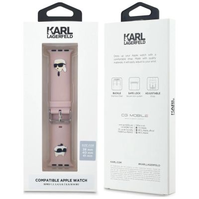 5. Karl Lagerfeld 3D Rubber Karl&Choupette Heads Armband für Apple Watch 38/40/41 mm – Rosa