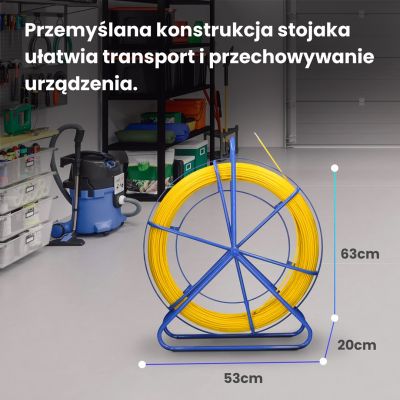 9. Glasfaserseil zum Kabelziehen 4,5 mm / 75 m (Fernbedienung / Stab) PE + Ständer