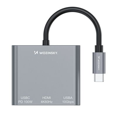 3. Hub Wozinsky WHCH-01 USB-C PD 100W HDMI 4K@30Hz USB-A 10Gbps - grau