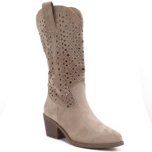 Damen-Cowboystiefel mit Lochmuster, beige, S.Barski HY62-8126