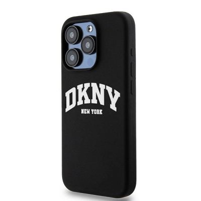 2. DKNY Liquid Silicone MagSafe iPhone 14 Pro Hülle mit weißem Logo-Aufdruck – Schwarz
