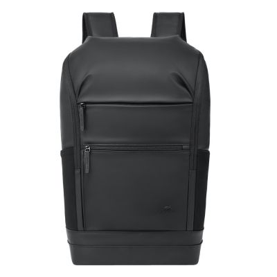 Rivacase Eden City Rucksack, Schwarz, Polyester, gewachstes Leder (Pull-Up)