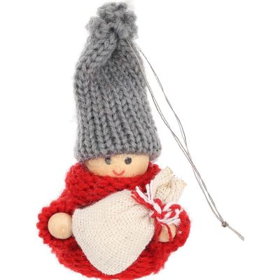 18. Dekorative Puppe mit Tasche, rotes Mädchen, 7,5 cm