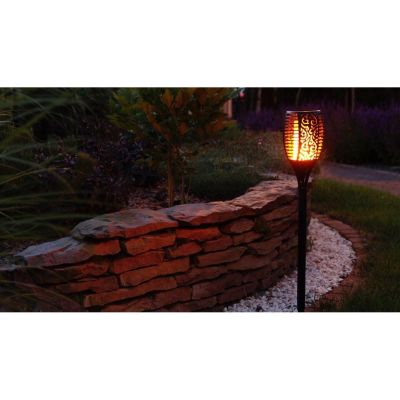 4. Solar-Taschenlampe mit tanzenden Flammen, 10 x 10 x 79 cm, 36 LEDs