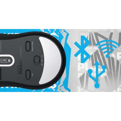 8. HATOR Pulsar 3 Kabellose Gaming-Maus, beidhändig bedienbar, Funkfernbedienung + Bluetooth + USB Typ-C, optisch, 12000 DPI