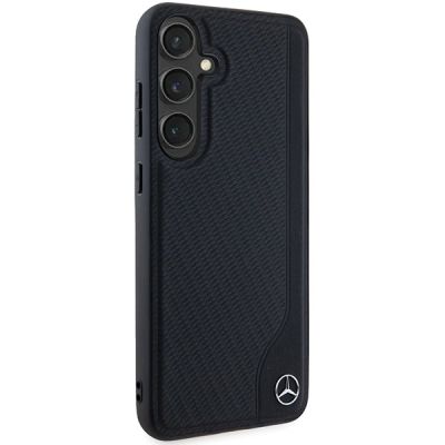 4. Mercedes Leather Debossed Line MagSafe-Hülle für Samsung Galaxy S24 – Schwarz