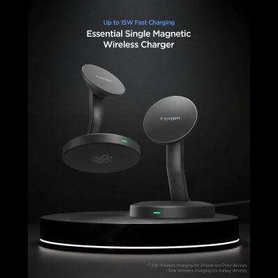 7. Spigen EF151MS Essential MagSafe 15W Kabelloses Ladegerät – Schwarz