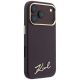 4. Karl Lagerfeld Saffiano MagSafe-Hülle mit kleinem Schriftzug und Metalllogo für iPhone 17 Pro / 18 Pro – bordeauxrot
