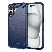 Carbon Case Silikonhülle für iPhone 16 Plus – blau