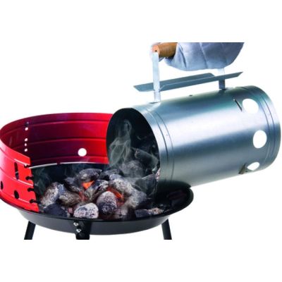 6. Kaminanzünder für Grill, Höhe 27,5 cm mit Holzgriff