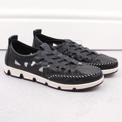 28. Rieker W RKR652 marineblaue durchbrochene Lederschuhe
