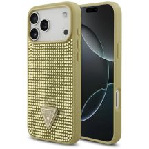 Guess Strass Dreieck Logo Hülle für iPhone 17 Pro Max - Gold
