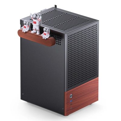 20. Jonsbo T6 Gehäuse, Mini-Tower, Mini-ITX, gehärtetes Glas, Holz – Schwarz