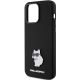 6. Karl Lagerfeld Choupette Metal Pin-Hülle aus Silikon für iPhone 15 Pro – Schwarz