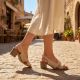 5. Beige Sergio Leone SK578-S Damen-Blockabsatzsandalen aus Leder