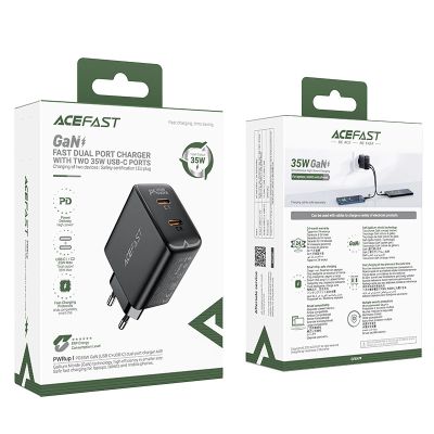 5. Schnellladegerät GaN 35W PD 2x USB C Acefast A49 - schwarz