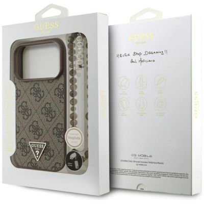 8. Guess 4G Strap Triangle Logo MagSafe Hülle für iPhone 17 Pro - braun