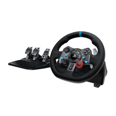 4. Logitech G 941-000113 Gamecontroller, schwarzes USB-Lenkrad + Pedale, analog/digital, kompatibel mit PC, PlayStation 4, PlayStation 5 und PlayStation 3