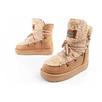 17. D.Franklin Damen Winter Schneestiefel, modisches Fellfutter, braun beige