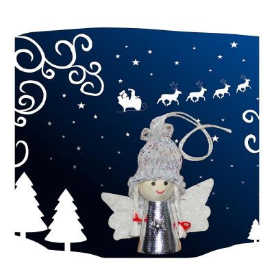 4. Weihnachtsengel-Anhänger, Silber, 7 cm