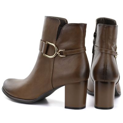 5. Gefütterte Damen-Ankle-Boots mit Blockabsatz, braun, M.Daszyński SA125-32