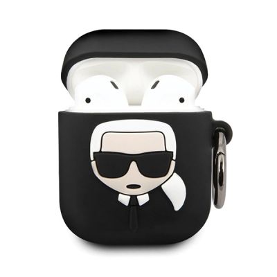 12. Karl Lagerfeld Silikon-Ikonik-Hülle für AirPods 1/2 – Schwarz